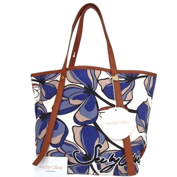 See By Chloe Tote Bag Tagged Canvas Leather - Picture 3 of 13